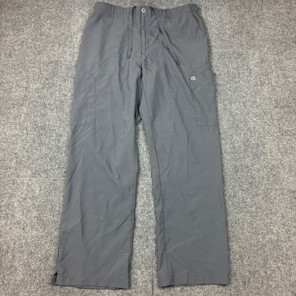 Spread Good Cheer Mens Size Large 34x30 Grey Cargo Scrub Pants Drawstring Waist